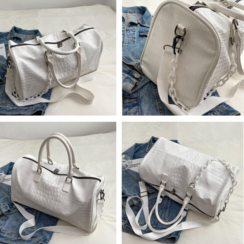 Geantă de gimnastică de fitness, de călătorie, din PU, pentru femei, geantă de mână de antrenament multifuncțională, pe umăr, în aer liber, geantă mare pentru weekend.