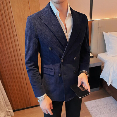 Мъжки кадифени костюми и блейзъри Тънко яке за мъже Slim Fit двуредни изчистени единични модели Класически оригинални мъжки палта