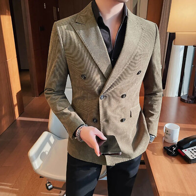 Мъжки кадифени костюми и блейзъри Тънко яке за мъже Slim Fit двуредни изчистени единични модели Класически оригинални мъжки палта