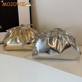 Poșetă de clutch cu găluște pentru petrecere, cu design mic de lux, din piele moale, pentru femei