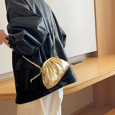 Poșetă de clutch cu găluște pentru petrecere, cu design mic de lux, din piele moale, pentru femei