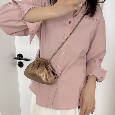 Poșetă de clutch cu găluște pentru petrecere, cu design mic de lux, din piele moale, pentru femei