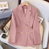 Toamnă Femei Blazer Formal Solid Blazer Femeie Cu mânecă lungă Jachetă cu două piepte Birou Doamnelor Îmbrăcăminte de lucru Blazer Femeii îmbrăcăminte exterioară