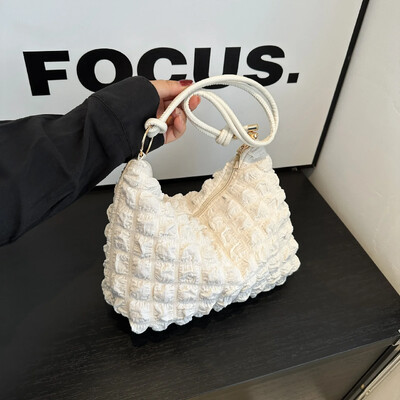 Geantă de pânză șifonată pentru femei Genți de umăr Genți cu bule plisate Genți de mână căptușite ocazionale Geantă matlasată Tote Poșetă de nor