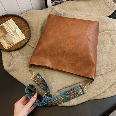 Geantă de mare capacitate pentru femei, geantă nouă de umăr, retro, versatilă, cu bandă largă, cu bandă largă, cu curea geometrică, geantă hobo, geantă de cumpărături