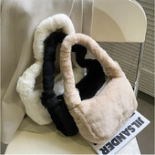 Plīša plecu somas sievietēm Luksusa Dizaineru Mīksta Ziemas Sieviešu Sajūga somiņa Rokassomiņa Jauki modes sieviešu ballīšu soma padusēs