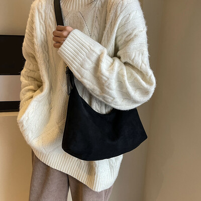 Vintage ručna torbica Torbica za žene Torbica na rame od brušene kože Uzročne torbe preko ramena Ženska luksuzna dizajnerska spojka Ženska polumjesečasta hobo torba