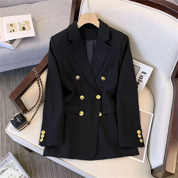 Fashion Blazer Women 2024 Άνοιξη casual μακρυμάνικο καινούργιο σε εξωτερικά ενδύματα Slim μαύρο διπλό blazer Feminino τζάκετ Streewear