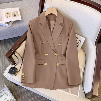 Fashion Blazer Women 2024 Άνοιξη casual μακρυμάνικο καινούργιο σε εξωτερικά ενδύματα Slim μαύρο διπλό blazer Feminino τζάκετ Streewear