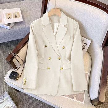 Fashion Blazer Women 2024 Άνοιξη casual μακρυμάνικο καινούργιο σε εξωτερικά ενδύματα Slim μαύρο διπλό blazer Feminino τζάκετ Streewear