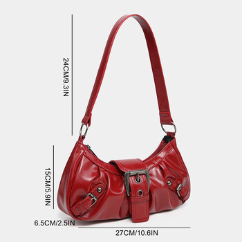 Γυναικεία πλισέ Hobo Red Shoulder Bag για Γυναικεία PU Δερμάτινη τσάντα Clutch Πορτοφόλι Y2K Τσάντα για κορίτσια Κομψές τσάντες σχεδιαστών πολυτελείας