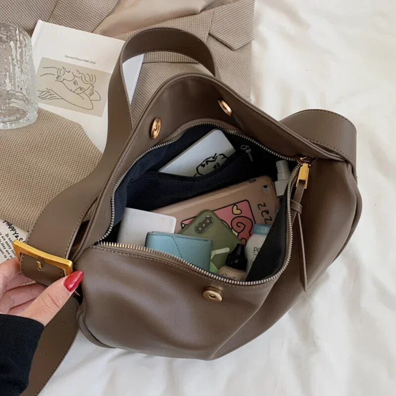 Genți crossbody pentru femei Genți de mână de lux de capacitate mare Genți de umăr moi, solide, pentru femei, geantă de călătorie ocazională Sac vintage nou