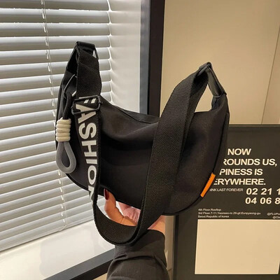 2025. gada jauna modes krustojuma soma, vienkārša, plata plecu siksnas dizaina viena plecu soma oriģinālā stila pārvietošanās klimpu sieviešu soma