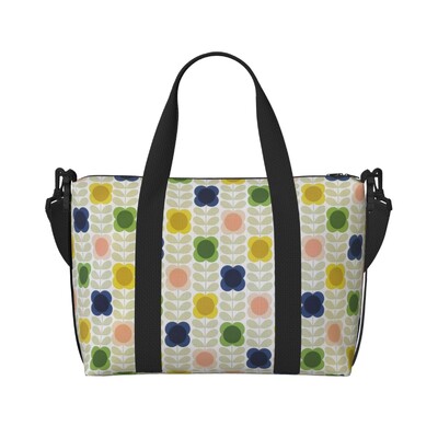 Geantă de tote personalizată, mare, cu mai multe tulpini, cu păsări, negru, alb, portocaliu, pentru femei, Orla Kiely Scandi, pentru cumpărături, geantă de călătorie pentru plajă.
