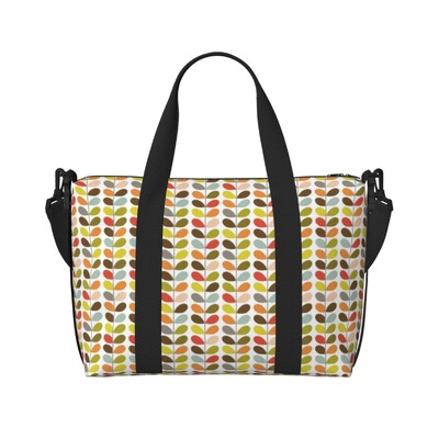 Geantă de tote personalizată, mare, cu mai multe tulpini, cu păsări, negru, alb, portocaliu, pentru femei, Orla Kiely Scandi, pentru cumpărături, geantă de călătorie pentru plajă.