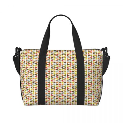 Geantă de tote personalizată, mare, cu mai multe tulpini, cu păsări, negru, alb, portocaliu, pentru femei, Orla Kiely Scandi, pentru cumpărături, geantă de călătorie pentru plajă.