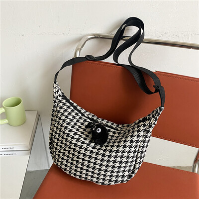 Genți Crossbody Classic Houndstooth Femei Ins All Match Fermoar Hobos Basic Elegant Umăr Femei Street Chic Simplu Adolescenți