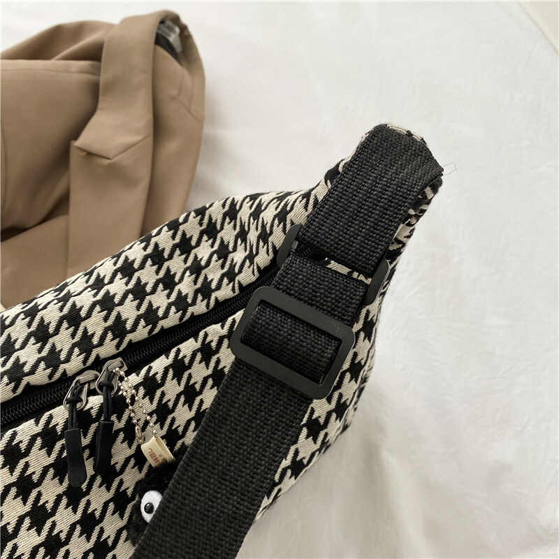 Genți Crossbody Classic Houndstooth Femei Ins All Match Fermoar Hobos Basic Elegant Umăr Femei Street Chic Simplu Adolescenți