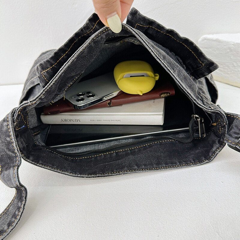 Džinsu kurjera soma sievietēm Bagāžas somas Modes plecu soma Liela iepirkšanās grāmata Regulējama siksna Moderna šiks Hobo Crossbody soma