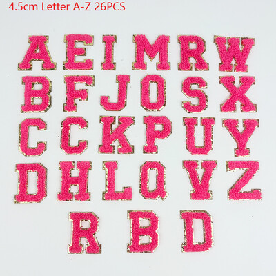 Patch cu litere autoadeziv brodat de 4,5 cm AZ- 26 buc. Petice de pânză colorat, design personalizat DIY, accesorii pentru bagaje, îmbrăcăminte