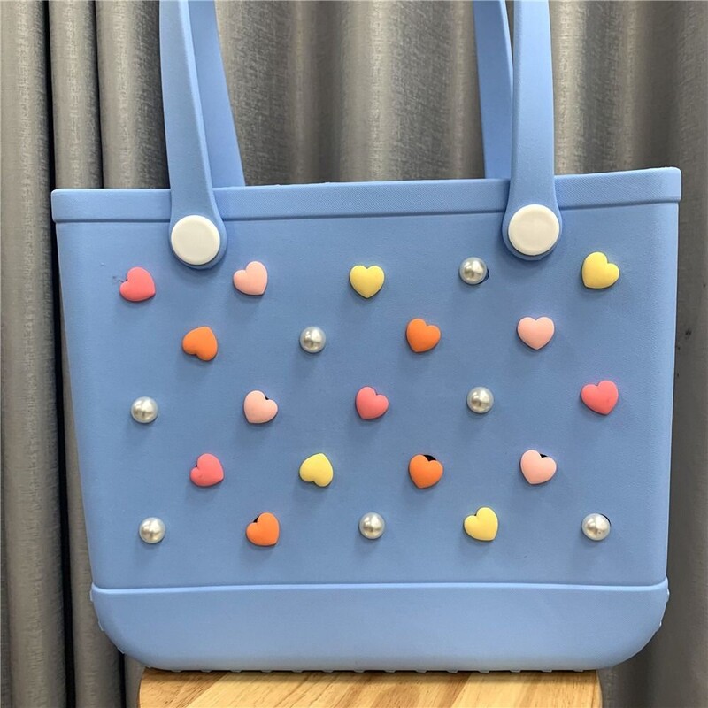 24 de bucăți brelocuri cu butoane perle inimă pentru genți Bogg, accesorii, bricolaj, genți de mână, decorațiuni de plajă