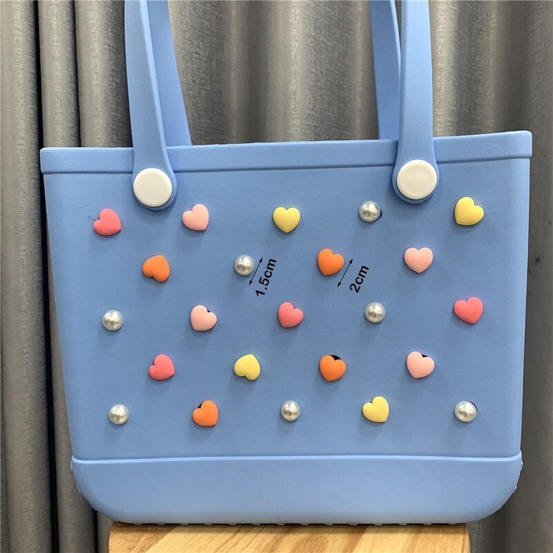 24 de bucăți brelocuri cu butoane perle inimă pentru genți Bogg, accesorii, bricolaj, genți de mână, decorațiuni de plajă