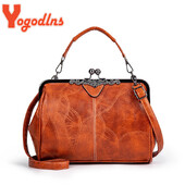 Yogodlns Geantă de mână cu clemă vintage pentru femei, geantă de umăr din piele moale, mărci de modă, portofel de seară, pentru cumpărături, geantă crossbody