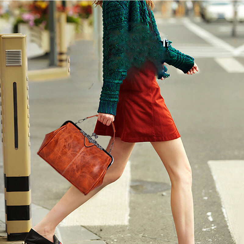 Yogodlns Geantă de mână cu clemă vintage pentru femei, geantă de umăr din piele moale, mărci de modă, portofel de seară, pentru cumpărături, geantă crossbody