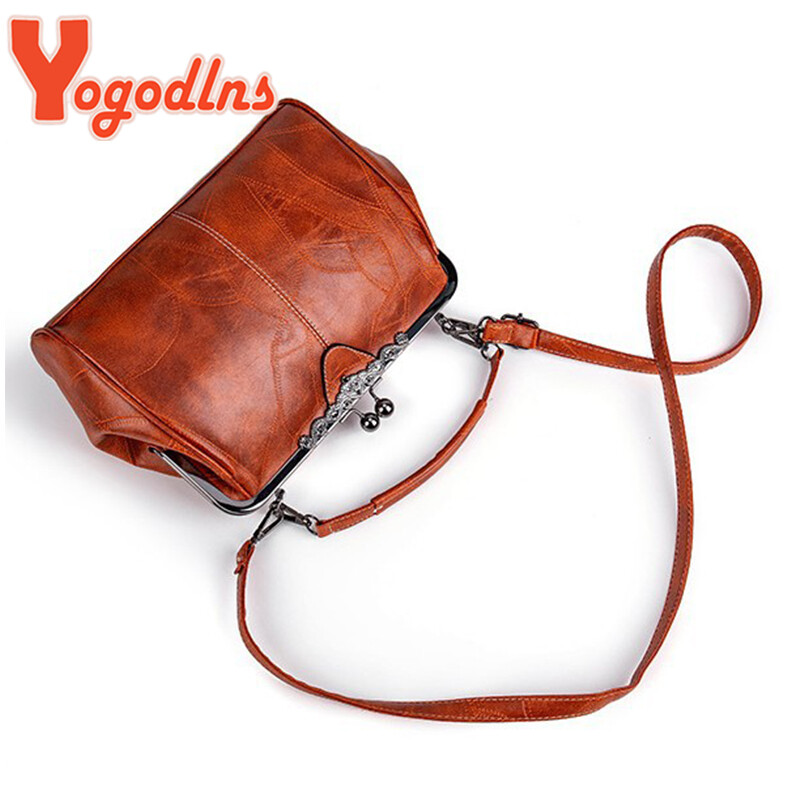 Yogodlns Geantă de mână cu clemă vintage pentru femei, geantă de umăr din piele moale, mărci de modă, portofel de seară, pentru cumpărături, geantă crossbody