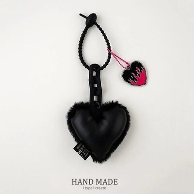 Pandantiv drăguț cu inimă de pluș cu șnur din silicon Breloc ușor cu inimă, ornament pentru agățat, geantă, accesorii pentru geantă