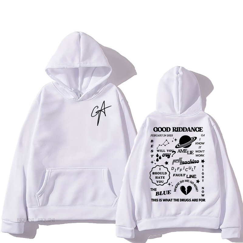 GA Gracie Abrams Singer Printing Hoodies Good Riddance Graphic Sweatshirts s džepovima dugih rukava Muški/Ženski Sudaderas Muški Top