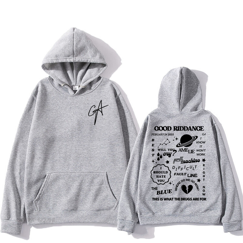 GA Gracie Abrams Singer Printing Hoodies Good Riddance Graphic Sweatshirts s džepovima dugih rukava Muški/Ženski Sudaderas Muški Top