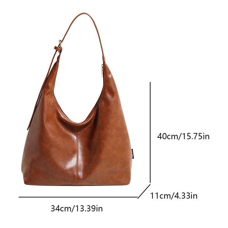 Ženska hobo torba Jednostavna puna torba na rame od PU kože 2024. Modna velika ručna torba velikog kapaciteta 2024. Zatvaranje na patentni zatvarač Torba ispod pazuha