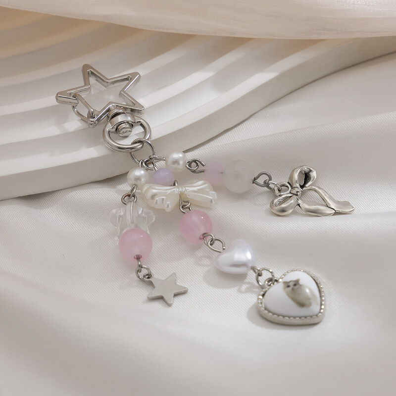 Y2K modni cvijet Zvijezda Ljubavna mašna Jagoda Privjesak Akrilni privjesak Studentska ženska torba Ruksak Hlače Lanac Dodaci