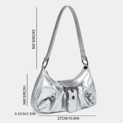 Ženska plisirana skitnica crvena torba na rame za žene PU kožna ručna torbica torbica Y2K torba za djevojčice Chic putna torba