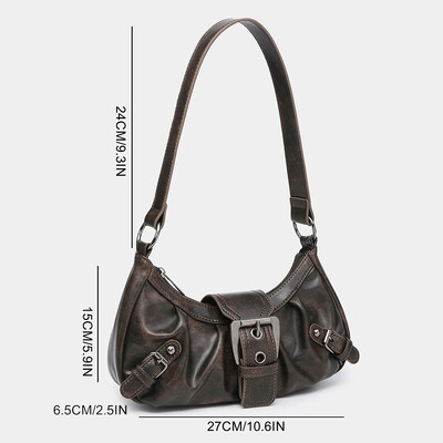 Ženska plisirana skitnica crvena torba na rame za žene PU kožna ručna torbica torbica Y2K torba za djevojčice Chic putna torba