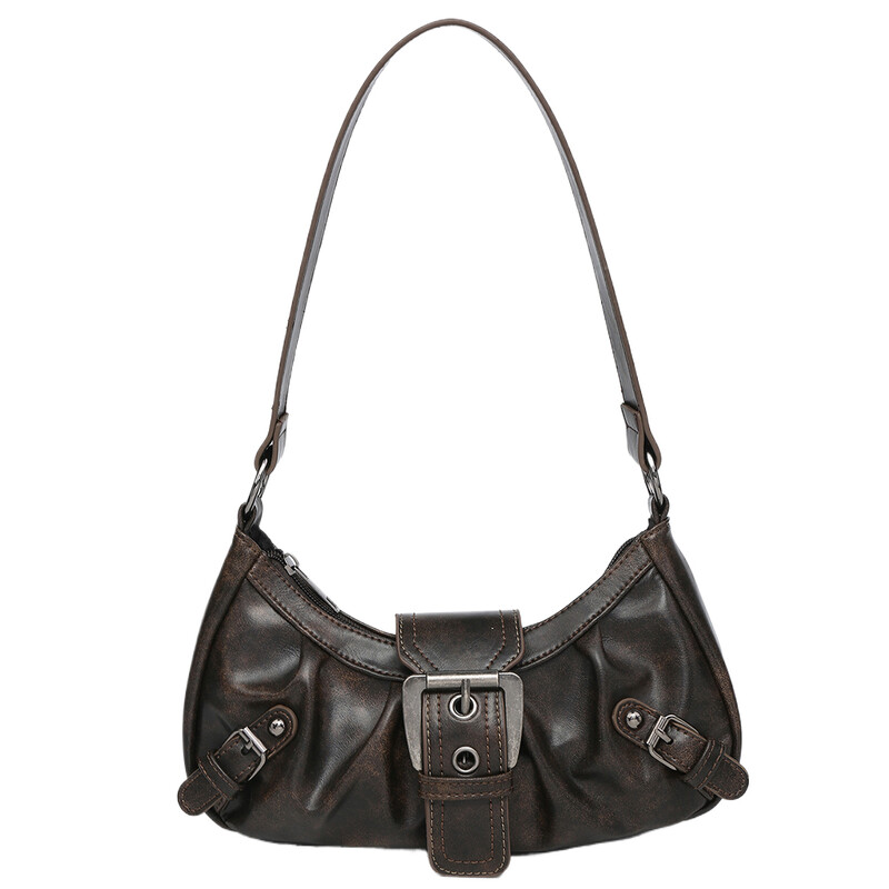 Ženska plisirana skitnica crvena torba na rame za žene PU kožna ručna torbica torbica Y2K torba za djevojčice Chic putna torba