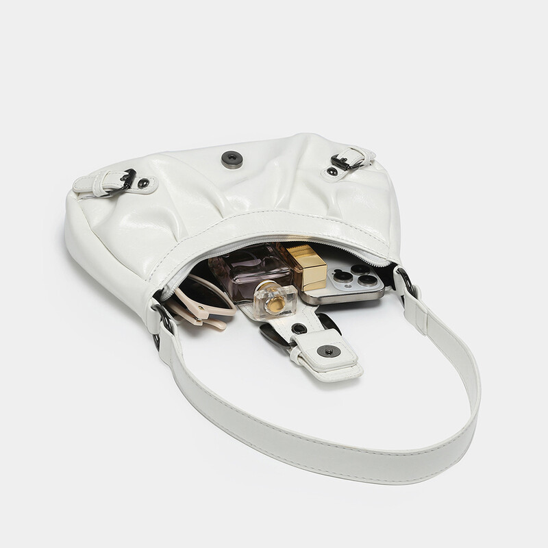 Ženska plisirana skitnica crvena torba na rame za žene PU kožna ručna torbica torbica Y2K torba za djevojčice Chic putna torba