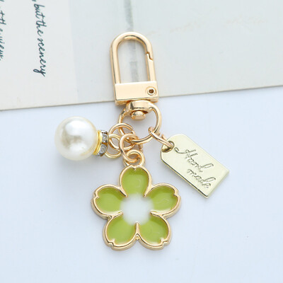 Sweet Cherry Blossoms Pearl Keychain Sieviešu Meiteņu Mode Jauki Zelta Krāsa Atslēgu sprādzes Austiņu kastīte Rokassomiņas Atslēgu dekorēšana Dāvana