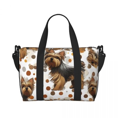 Prilagođena torba za plažu Yorkshire Terrier Stars za žene Yorkie psi Puppy Veliki pretinac za teretanu Putne torbe za plažu