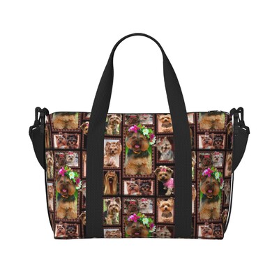 Prilagođena torba za plažu Yorkshire Terrier Stars za žene Yorkie psi Puppy Veliki pretinac za teretanu Putne torbe za plažu