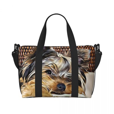 Prilagođena torba za plažu Yorkshire Terrier Stars za žene Yorkie psi Puppy Veliki pretinac za teretanu Putne torbe za plažu