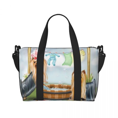 Prilagođena torba za plažu Yorkshire Terrier Stars za žene Yorkie psi Puppy Veliki pretinac za teretanu Putne torbe za plažu