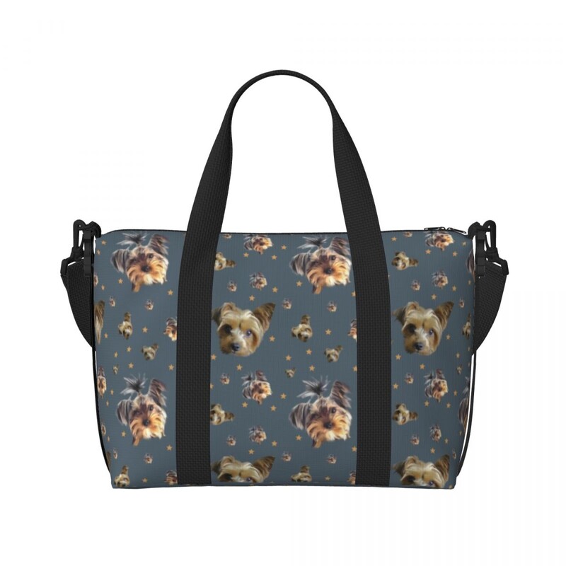 Prilagođena torba za plažu Yorkshire Terrier Stars za žene Yorkie psi Puppy Veliki pretinac za teretanu Putne torbe za plažu