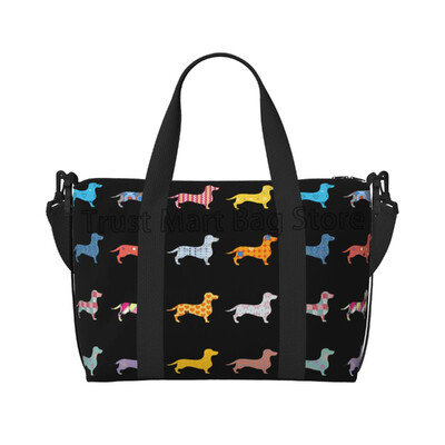 Drăguț Teckel Câini Genți Duffle Durabil Personalize Sport Gym Travel Geantă Unisex Weekender Peste noapte Genți mari de antrenament