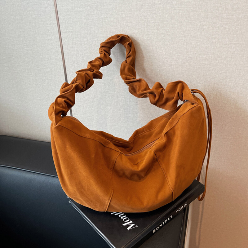 Geanta de umar din piele intoarsa pentru femei Geanta de mana mica hobo cu mai multe buzunare cu curea reglabila Geanta Crescent Mini clutch pentru calatorii de munca