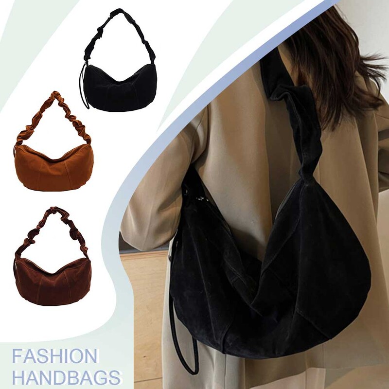 Geanta de umar din piele intoarsa pentru femei Geanta de mana mica hobo cu mai multe buzunare cu curea reglabila Geanta Crescent Mini clutch pentru calatorii de munca