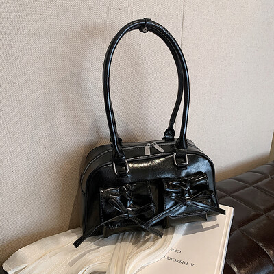 MOODS Y2K Genți de umăr elegante pentru femei, de culoare pură, de mare capacitate, mini geantă pentru subrat Boston, geantă de designer de lux 2024