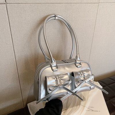 MOODS Y2K Genți de umăr elegante pentru femei, de culoare pură, de mare capacitate, mini geantă pentru subrat Boston, geantă de designer de lux 2024