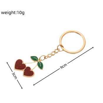 Сладък червен емайлиран ключодържател с висулка череша за жени Момичета Прекрасен златист плодов ключодържател Ключодържател за раница Чанта Подаръци